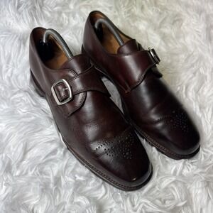 Allen Edmonds Shoes USA Holt Men's Mahogany Brown Leather 9.5 D Dress Monk Strap
